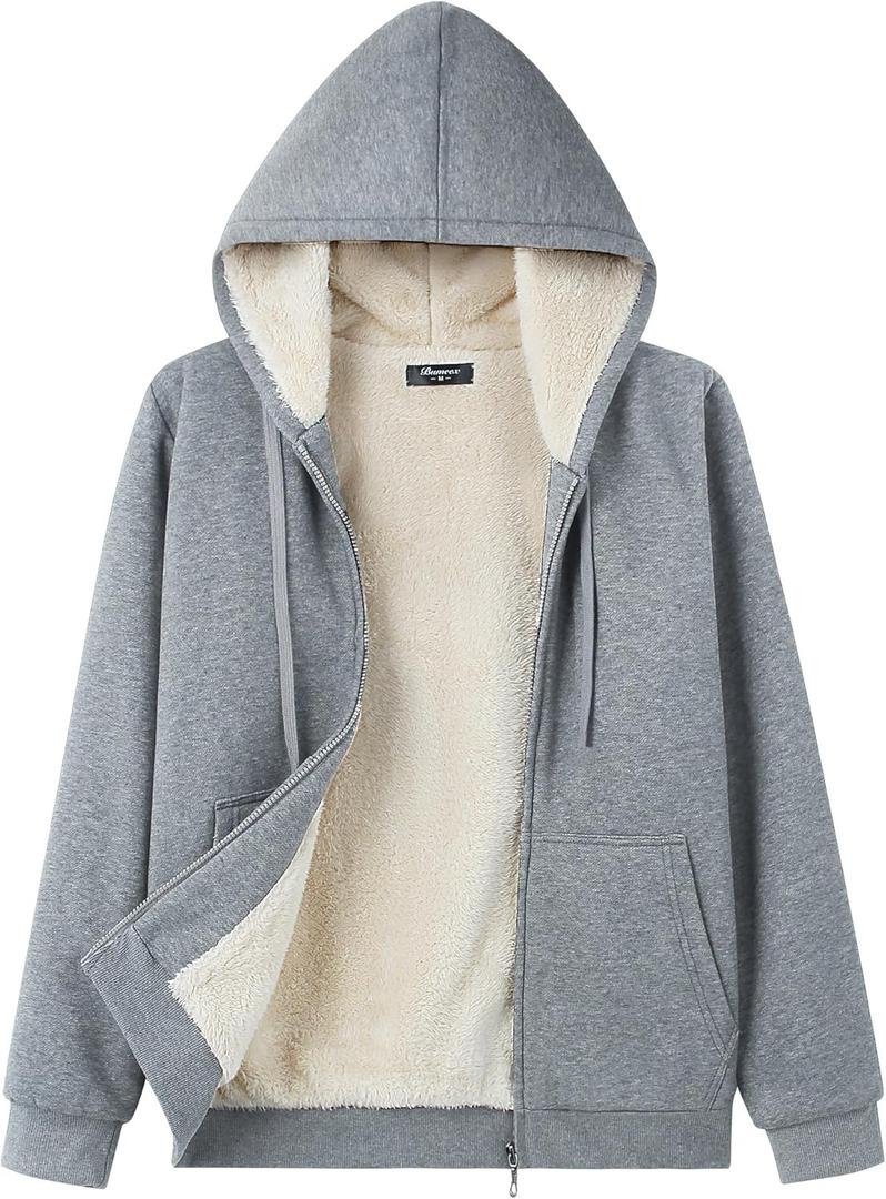 Women's Jacket Hoodie Sherpa Fleece Lined Fall Winter Spring Warm Zip Up Outfits Sweater Clothes Clothing Sweatshirt Dark Grey Marl X-Large