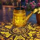 Mothers Day Gifts, Solar Watering Can Lights Outdoor Garden Decor, Large Butterfly Hanging Lantern with Shepherd Hook, Waterproof Garden Lights for Outdoor Landscape Pathway Yard, Mom Grandma Gifts