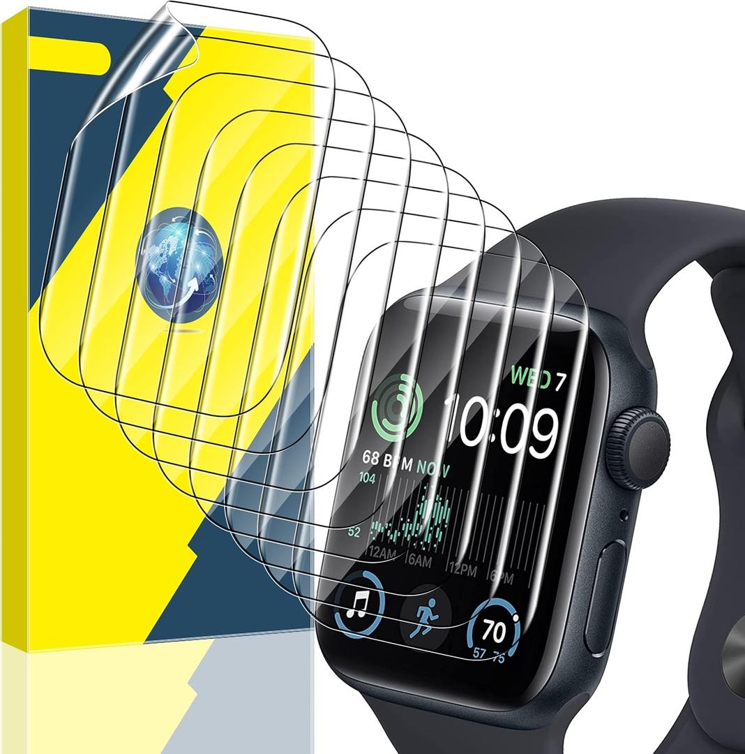 YMHML 8 Pack Screen Protector Compatible for Apple Watch 44mm SE 3 / SE 2/1 Series 6/5 / 4, [Upgrade Flexible Film] Soft HD Clear Anti-Scratch Film for iWatch Accessories (Transparent)