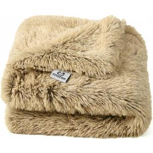 PJYuCien Dog Blankets for Small Dogs Washable - Fluffy Fuzzy Cat Blanket for Couch, Puppy Throw for Furniture with Polyester Fleece, Super Soft Plush for Pet Kitten Doggy, Brown, 24" x 32"