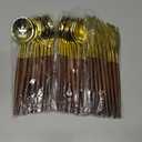 N9R 90Pcs Gold Plastic Silverware Heavy Duty, Elegant Disposable Plastic Silverware with Wood Grain Handle, Gold Plastic Cutlery Set Include 30 Forks, 30 Spoons, 30 Knives Perfect for Wedding, Party
