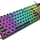 K968 Retro Typewriter Mechanical Gaming Keyboard - RGB Backlit Wired with Blue Switches, Media Control Knob for PC