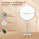 Makeup Mirror with Lights, 1x/20x 360 Rotation Vanity Mirror, Brightness Adjustable Lighted Makeup Mirror with Magnification, 5000 mAh Rechargeable Double Sided Mirror with 3 Colors, Gift for Women