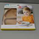Bumkins Toddler and Baby Suction Plate, Silicone Divided Grip Dish for Babies and Kids, Baby Led Weaning, Children Feeding Supplies, Non Skid Sticky Bottom, Platinum Silicone, 6 Months Up, Woodgrain (F1 Woodgrain-GD)