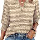 WIHOLL 3/4 Length Sleeve Womens Tops Summer Shirts Spring Vacation Outfits Dressy Casual Trendy Fall S-3XL (S)