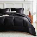 MR&HM Twin XL Comforter Set Black, Reversible Satin Microfiber Comforter Set for All Seasons, 2 Pieces Non-Slip Silky Soft Bedding Sets with 1 Comforter (68"x92") and 1 Pillowcase (20"x26")