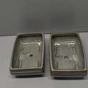 Ceramic Bonsai Pots with Drainage Hole, Set of 2 Rectangular Glazed Bonsai Planters for Indoor/Outdoor Use, Shallow Brown Bonzai Tree Pots for Succulent, Orchids, Cacti, Home, Patio, Garden, 8.7"x5.9"