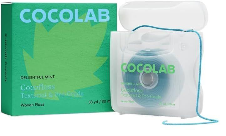 Cocofloss Woven Dental Floss, Dentist-Designed Oral Care, Mint, Waxed, Expanding, Vegan, Kid-Friendly String Floss with Coconut Oil, 3 Spools (33 yd Each) (96 Foot)