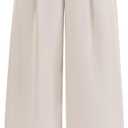 KIRUNDO Wide Leg Dress Pants for Women High Waisted Office Work Trousers Business Casual Slacks Button Flowy Palazzo Pant (Beige, L)