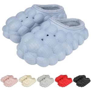 Onngaku Man Women Bubble Slides with Fur Lined Bubble Slippers Comfortable Warm Fun Slippers Shoes for Indoor Outdoor 39-40