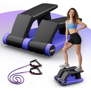 Air Compression Resistance Stepper Adjustable Mini Stair Climber for Home Cardio Workout, Portable Stepper Machine with LCD Display, 5-Level Adjustable Resistance, Non-Slip Pedals - Batt. not incl.