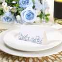 Dunzoom 100 Pcs Blue Floral Place Cards 3.5" x 2" Chinoiserie Blue White Flower Tented Name Card Blank Table Name Sign for Wedding Baby Shower Birthday Party Banquet Table Setting Supplies