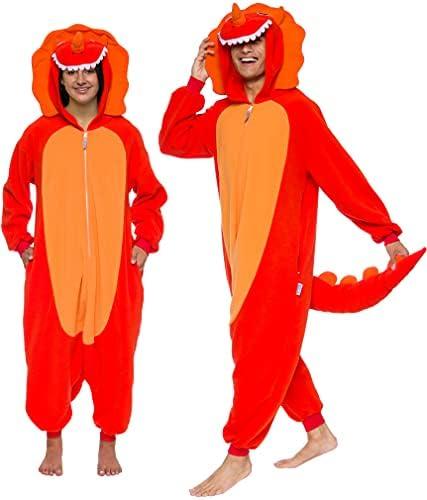 Funziez! Adult Onesie Halloween Costume Animal Dinosaur Shark Unisex Plush One Piece Cosplay Suit for Adults, Men and Women Large