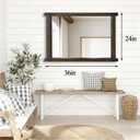 Scoffee Rustic Wood Bathroom Mirror 36"x24" Farmhouse Wall Hanging Vanity Mirror Decorative Wall Mounted Mirrors for Bedroom Entryway Living Room