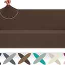 ZNSAYOTX Super Stretch Sofa Cover (72"-92"), New Striped Sofa Covers Fitted Slipcovers with Elastic Bottom, Dog Cat Pets Proof Spandex Washable Fabric Comfortable & Durable (Coffee, Sofa)