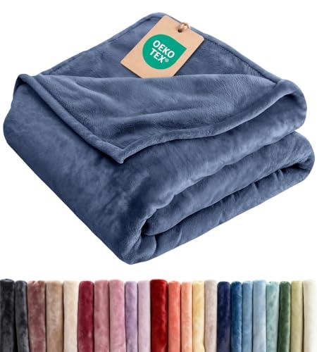 Ultra Soft Fleece Blanket Twin Size - Flannel Fleece Luxury Twin Blanket - Lightweight for Couch Bed Chair - Thick, Warm and Breathable - All Season Cozy Anti-Static Microplush Bedding, Washed Blue
