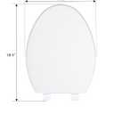19" Elongated Toilet Seat with Quiet-Close Lid, Soft Close Slow Close Cover with Quick-Release & Quick-Attach Hardware, Full Flat White, Easy Clean Design, Grip-Tight Bumpers