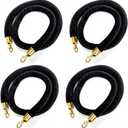Okllen 4 Pack Black Velvet Stanchion Ropes with Gold Hooks, 5 Ft Crowd Control Barrier for Carpet Events Movie Theaters Hotels (Not Included The Stands)