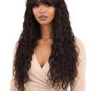 Body Wave Wigs with Bangs Human Hair Wig for Women None Lace Wear and Go Glueless Wet and Wavy Wig Natural Machine Made Brazilian Virgin Human Hair Wigs 24 inch