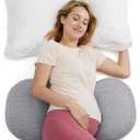 Momcozy Portable Pregnancy Pillow  W Shaped Maternity Support for Side Sleepers, Adjustable Travel Wedge Pillow for Back, Belly, and Hip Relief, Ideal for Pregnant Women, Deep Grey (Regular)
