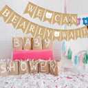 We Can Bearly Wait Decorations, Pre-Strung 6ft Burlap Teddy Bear Baby Shower Decorations We Can Bearly Wait Baby Shower Banner for Bear Birthday Party Supplies
