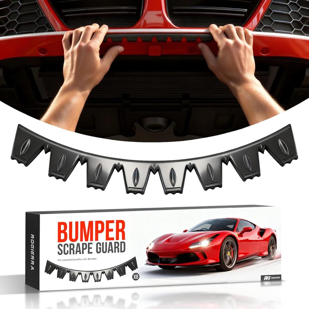 Universal Front Bumper Scrape Guard Skid Plate Protection Guard Anti-Scratch Kit Scrape Protector Plate Skid Plate for Lowered Cars/SUV, Car Bumper 8 Pack
