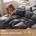 Feather Down Fiber Comforter King Size,Hotel Style Bedding Comforter,750+ Fill Power,1200TC,100% Organic Cotton Fabric,All Season Grey Duvet Insert with 8 Corner Tabs