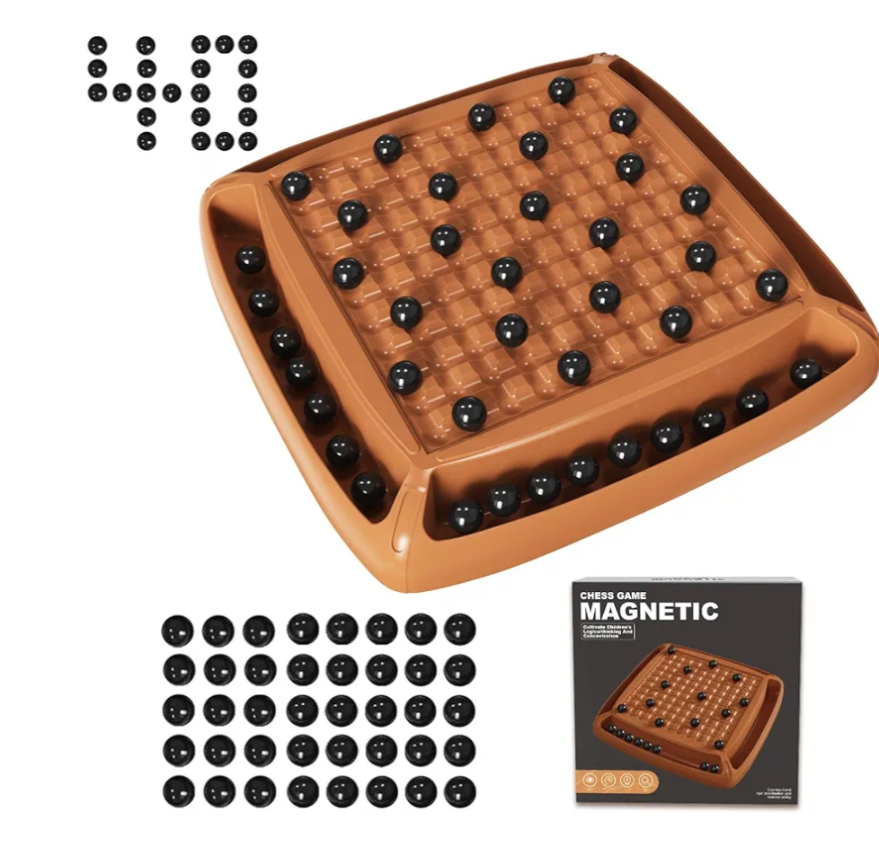 Magnet Game, Magnetic Game Chess 40 Piceses, Family Games for Kids and Adults, Board Game for Kids 8-12 Family Games Night 2-4 Players, Gifts for Teens Kid (Brown