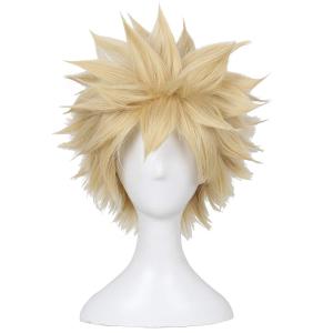 ColorGround Short Afro Fluffy Anime Cosplay Synthetic Wig (Blonde) (2 Piece Set, rose)