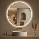 LOVESPEJO 30 Inch Round Backlit Bathroom Mirror with Lights, Circle LED Mirror for Bathroom, Fogless, Stepless Dimmable, 3 Color Changing, Memory, IP54, Shatter-Proof