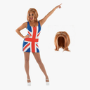 fun shack Womens Union Jack Dress Costume - 90s Popstar British Flag Halloween Outfit for Adults Size S