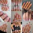 Jsiallye 216Pcs Pink Gradient Press On nails Short Square,9 Packs French Tip Press On Nails Almond,Fit Perfectly & Natural Reusable Stick on Nails in 24 Sizes