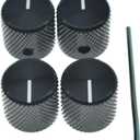 4pcs Aluminium Guitar/Bass Knobs Volume/Tone Control Knob 1/4" Metal Universal Potentiometer Pot Knobs with Set Screw and Indicator for Tele/Telecaster/P Bass Black