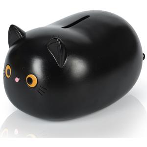 H&W Black Cat Piggy Bank for Girls,Plastic Coin Bank,Unbreakable Money Bank,Cute Piggy Bank for Kids,First Money Box,Best Birthday