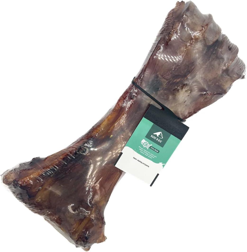 Beef Shin Bone for Large Dogs Long Lasting Natural Big Dog Bone Chew for Aggressive & Heavy Chewers Real Smoked Beef Shank with Marrow Single Ingredient Safe Treat for Power Chewers