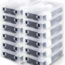Sintuff 12 Pack Large Boot Storage Boxes with Lids for Tall Boots 20.5" x 11.8" x 4.5" Stackable Clear Plastic Shoe Organizer Container Space-saving Shoe Storage Box for Sneakers and High Heels
