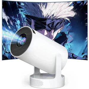 Portable Mini HY300 Pro HiFi Speaker Android TV Projector with WiFi and Bluetooth - 1080P FHD, 2x5W Speaker 360 Stereo Sound, WiFi6, Auto Keystone, Bluetooth 5.4, Compatible with Android/iOS/USB/HDMI
