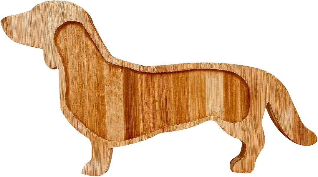 Bantlou Dachshund Dog Shape Bamboo Cheese Tray Platter Servers - Ultra-Thick 0.8" Serving Board for Parties and Unique Gift
