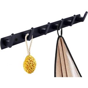 Coat Rack Wall Mount with 6 Hooks, Black Wall Coat Hook, Wall Mounted Modern Coat Rack, Coat Hook is Suitable for Living Room Entrance, Bedroom, Kitchen, Bathroom Etc.