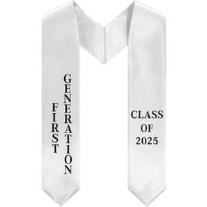 Country Flag Graudation Stole Class of 2026 V Shape Graduation Stole for College Graduates -Gift for Graduation's (White)