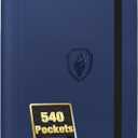 Premium 9 Pocket Card Binder for 540 Cards, Fabmaker PU Cover Trading Card Binder, Sturdy Card Collection Album, Sleek Card Holder Folders for Game Cards & Sports Cards, Navy Blue