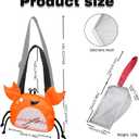 4PCS Beach Toy Mesh Shovel and Mesh Beach Bag Seashell Bag,for Sand Filter & Collect Shells,Sand Sifter Shell Collecting Tools(Green-Orange Crab)