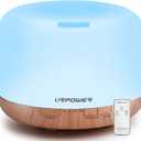 URPOWER 500ml Essential Oil Diffuser with Cool Mist Humidifier Function - 7 Color Changing LED Lights, 4 Timer Modes & Auto Shut-Off Ultrasonic Aromatherapy Scent Diffuser for Home, Office