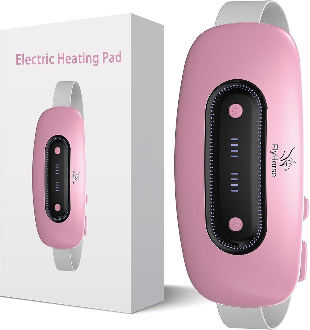 Electric Heating Pad, Portable Cordless Menstrual Heating Pad with 4 Heat Levels and 4 Massage Modes, Fast Large Heating Belly Wrap Belt for Cramps, Back Pain Relief Gifts for Women Girls Her (Pink)