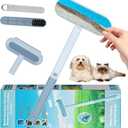 2 x Multifunctional Pet Hair Remover tool, 4 in 1-Reusable Washable Long Handle Dog&Cat Fur Hair Remover for Furniture,Carpet,Couch,Clothes,Bedding,Car,Window,Better than Lint Rollers, with 2 Scrapers