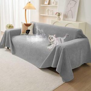 Warmstar Couch Protector from Cat Claws, Waterproof Couch Cover Anti Slip,Couch Cover 3 Cushion Sofa Washable,Anti-Scratch Pet Sofa Cover Heavy Duty,71"X150", Grey