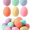 Moukeren Colorful Felted Eggs, Wool Felt Eggs for Spring, Pastel Surprise Egg Decor for Garland Crafts Tree Hanging Ornaments Party Decoration, 2.4 in Tall(Pastel Color,18 Pcs)