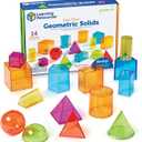 Learning Resources View-Thru Geometric Solids - Classroom Must Haves, Teacher Supplies, Geometry Set, Pattern Blocks, Homeschool, 3d School Shapes For Teaching, Math Manipulatives Essentials