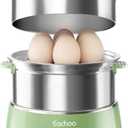 Hard Boiled Egg Cooker - CACHOO 14-Egg Rapid Stainless Steel Egg Boiler with 30-Min Timer & Auto Shut Off, Compact Electric Vegetable Steamer for Cooking, Dishwasher Safe, Retro Green