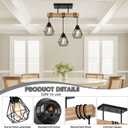 3-Lights Farmhouse Dining Room Pendant Light Fixtures Over Table, Rustic Solid Wood Kitchen Island Lighting Hanging with Metal Shades, Modern Black Ceiling Pendant Lamp for Living Room Hallway